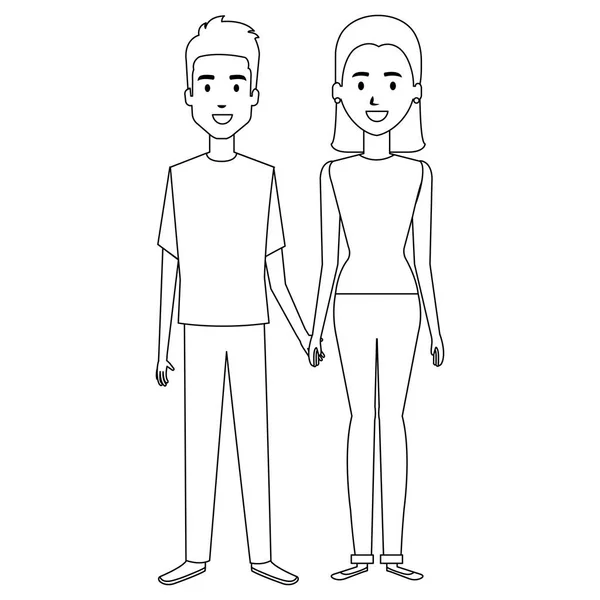 Jovem casal avatares personagens — Vetor de Stock