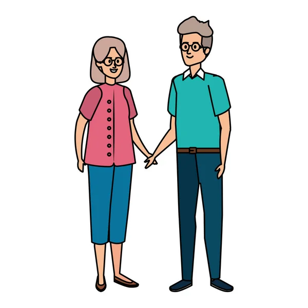 Mignon grand-parents couple personnages — Image vectorielle