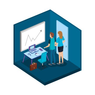 iş çift ofis sahnesinde