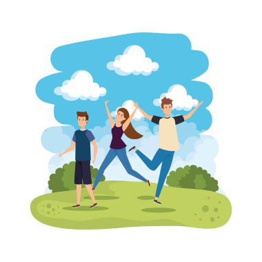 Gençler parkta kutlama yapıyorlar.