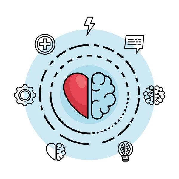 Cérebro criativo com coração para mente criativa —  Vetores de Stock