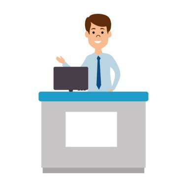 bilgisayar avatar karakteri ile masada doktor profesyonel