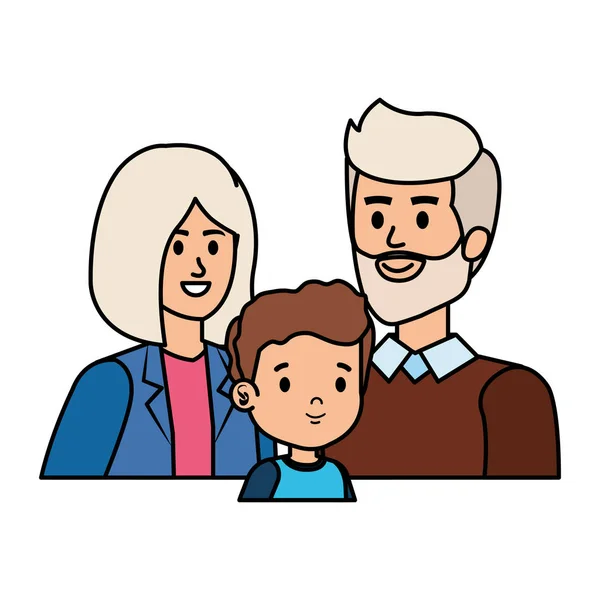 Nettes Großelternpaar mit Enkel — Stockvektor