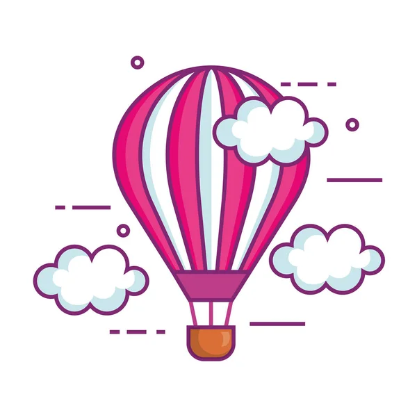 Balloon air hot flying in the sky — Stock Vector