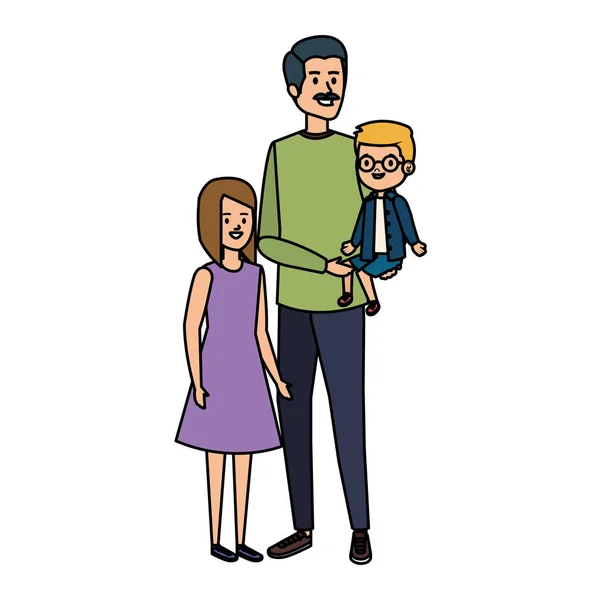 Νεαρός πατέρας με γιο και κόρη — Διανυσματικό Αρχείο