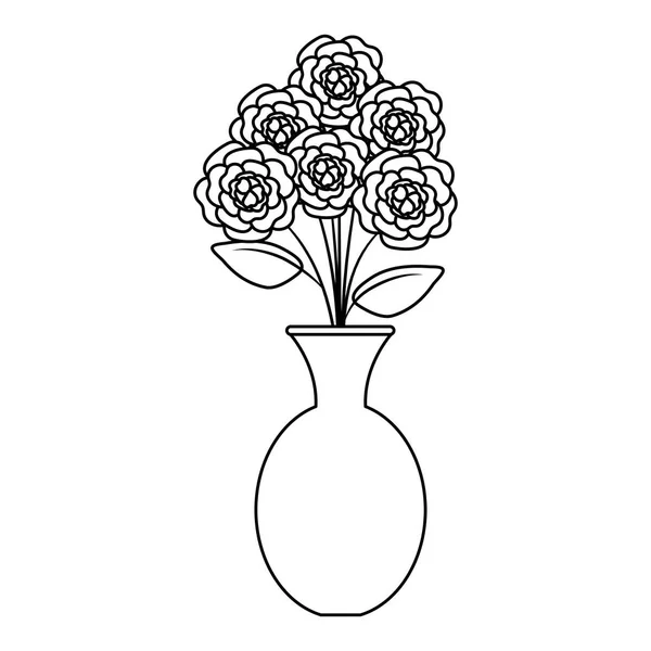 Vase mit Rosen-Symbol — Stockvektor