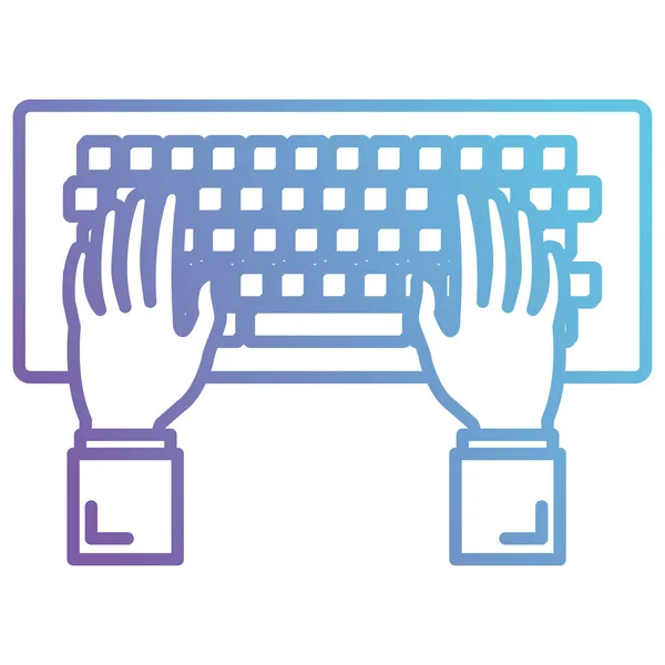 Руки за допомогою комп'ютерної клавіатури — стоковий вектор