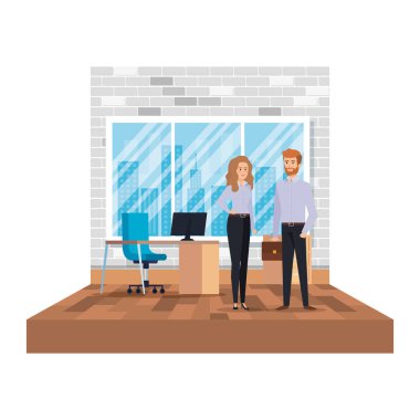 iş çift ofis sahnesinde