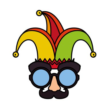 aptallar gün maske gözlük ve bıyıklı joker şapkası