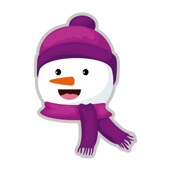 Mignonne tête de bonhomme de neige personnage de Noël — Image vectorielle