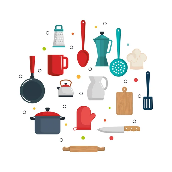 Renkli mutfak eşyaları tasarımı — Stok Vektör