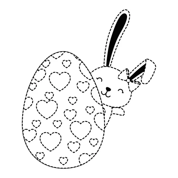 Oeuf de Pâques peint avec icône de célébration de lapin — Image vectorielle