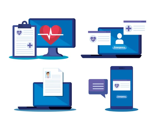 Definir diagnóstico médico e serviço de tecnologia on-line — Vetor de Stock
