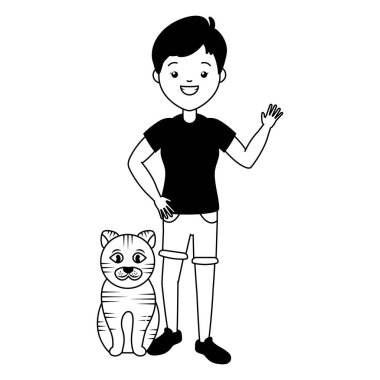 woman and cat pet