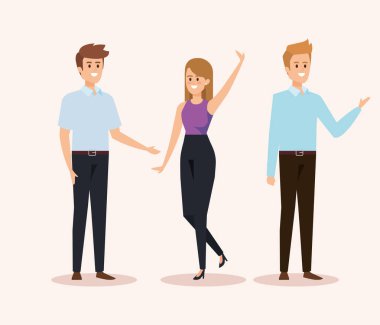 saç modeli ve rahat giysiler ile kadın ve erkek seti