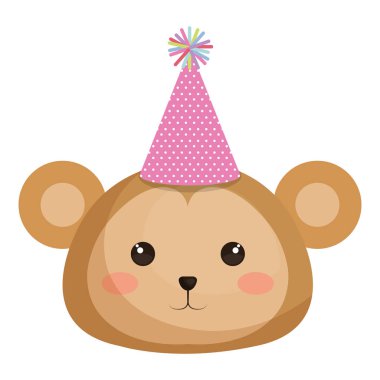 şapka parti kawaii karakteri ile sevimli maymun