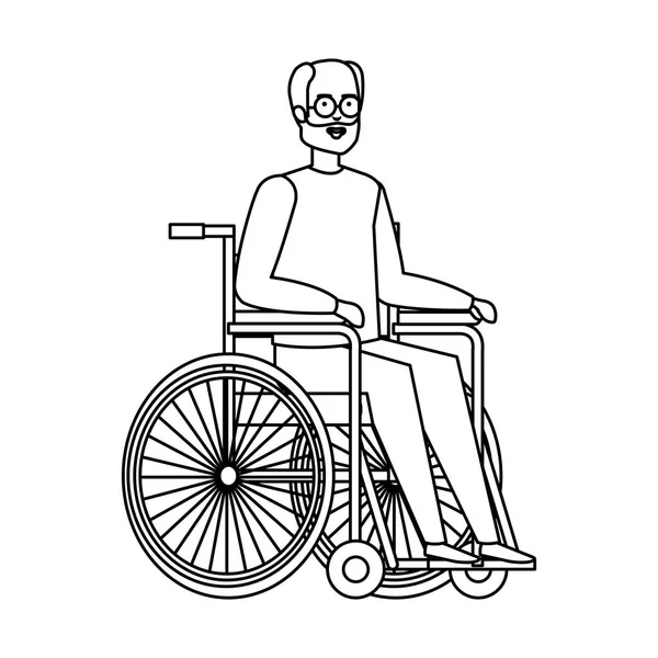 Vieil homme en fauteuil roulant — Image vectorielle