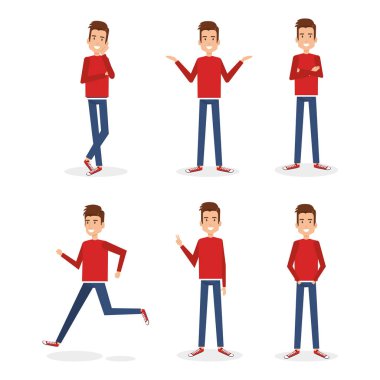 farklı pozlar yapan genç erkek