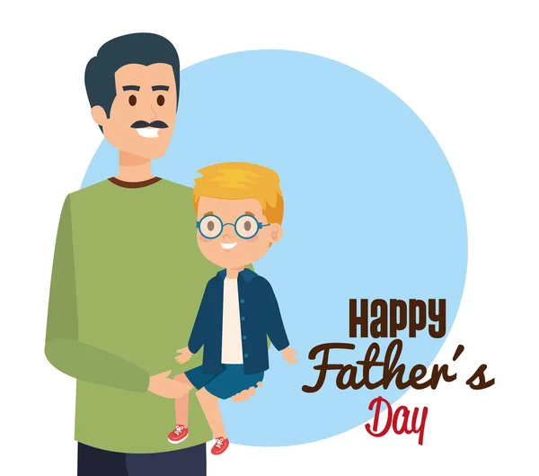 Hombre con su hijo a la celebración del día del padre — Vector de stock