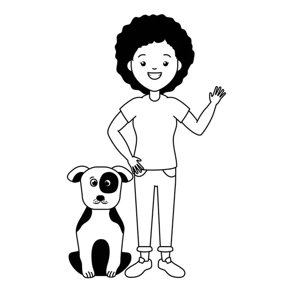 Woman and pet animals — Stock Vector