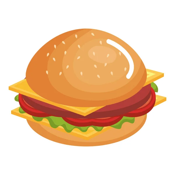 Delizioso hamburger icona isolata — Vettoriale Stock