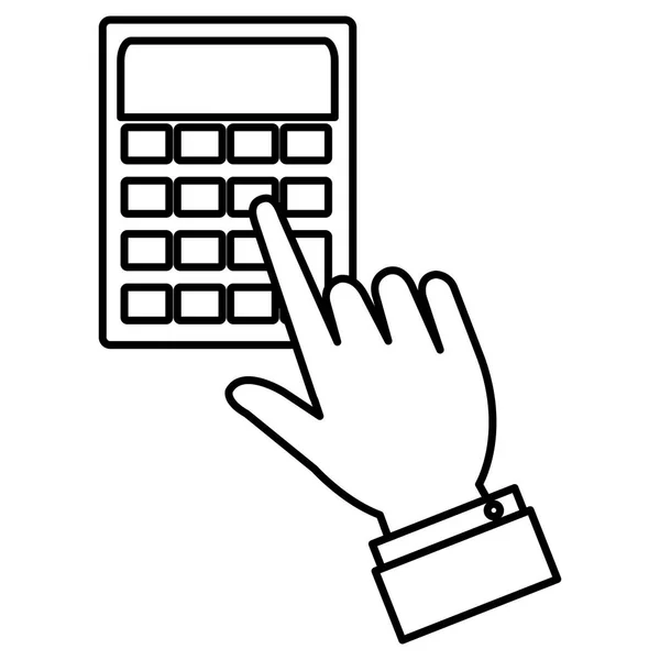 Utente manuale con icona isolata del dispositivo della calcolatrice — Vettoriale Stock