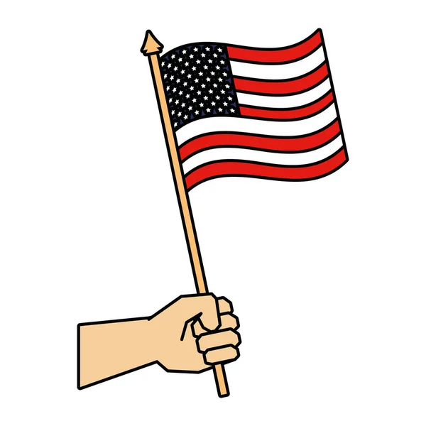 与美国国旗手拉手 — 图库矢量图片