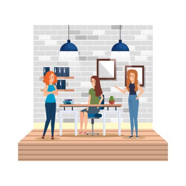 işyerinde çift kız