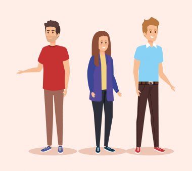 saç modeli ve rahat giysiler ile kız ve erkek