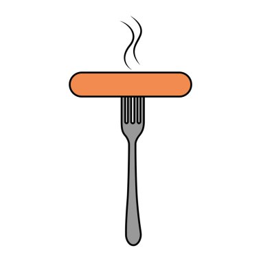 Çatallı lezzetli sosis.