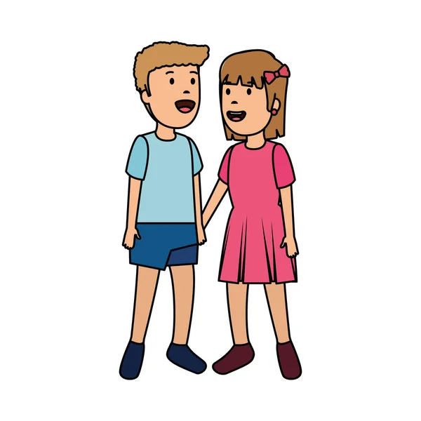 Niños pequeños pareja personajes — Vector de stock