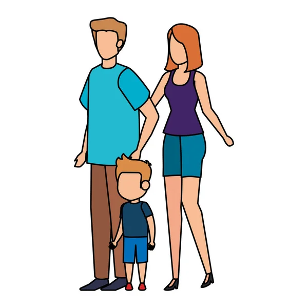 Couple de parents avec fils personnages — Image vectorielle