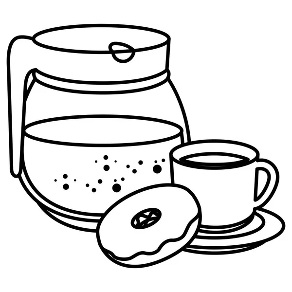 Tatlı çörekler ile kahve fincanı ve çay fincanı — Stok Vektör