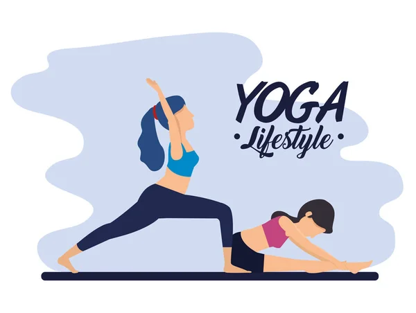 Fitness women practice yoga harmony — Stock Vector