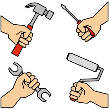 araçları ile eller takım çalışması