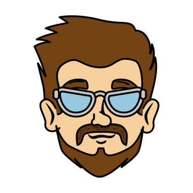 kafa adam hipster bıyık ve gözlük