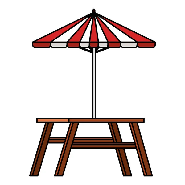 Şemsiyeli piknik masası — Stok Vektör