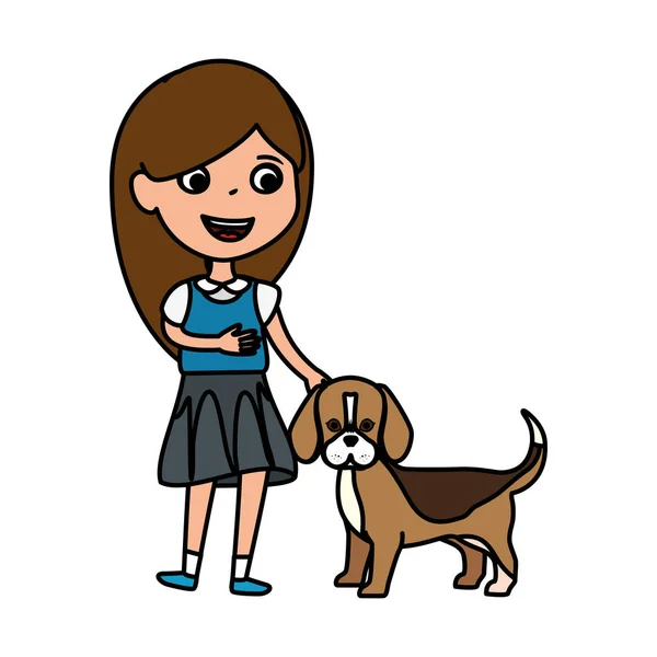 Menina bonito com cachorro — Vetor de Stock