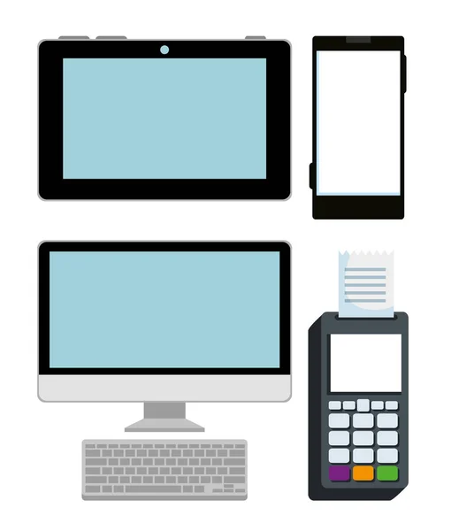 Définir la technologie bancaire avec paiement et transaction dataphone — Image vectorielle