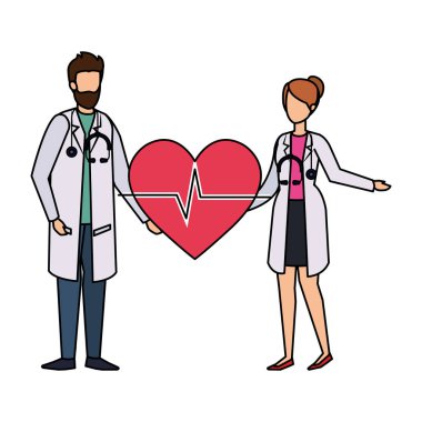 kalp kardiyo ile profesyoneller doktorlar çift