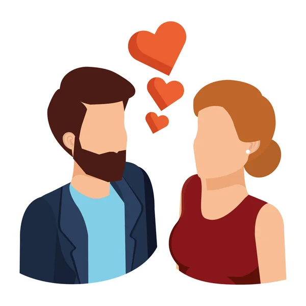 Business par med hjärtan avatarer tecken — Stock vektor