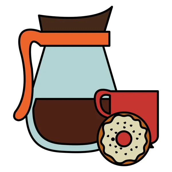 Tasse de café et tasse à thé avec des beignets sucrés — Image vectorielle