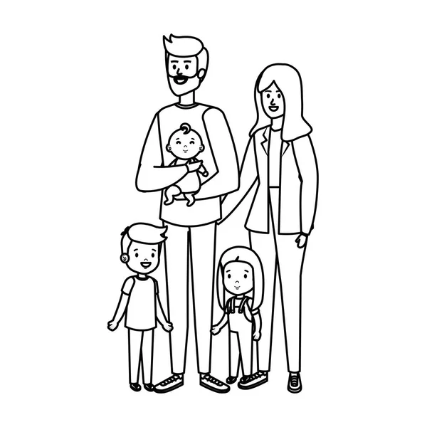 Родители пары с детьми символов — стоковый вектор