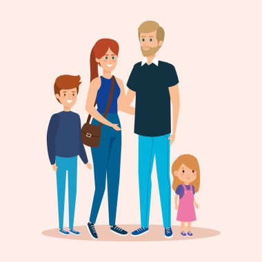 oğlu ve dauther ile sevimli adam ve kız