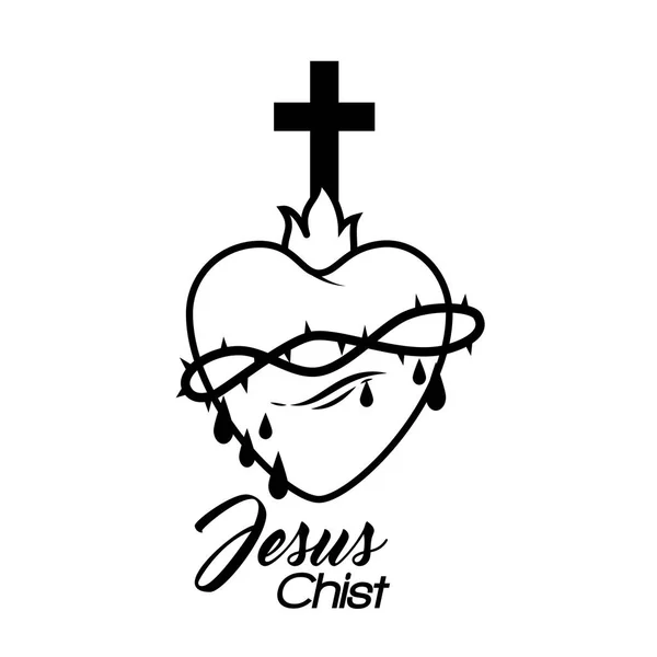 Икона священного сердца Иисуса Христа — стоковый вектор
