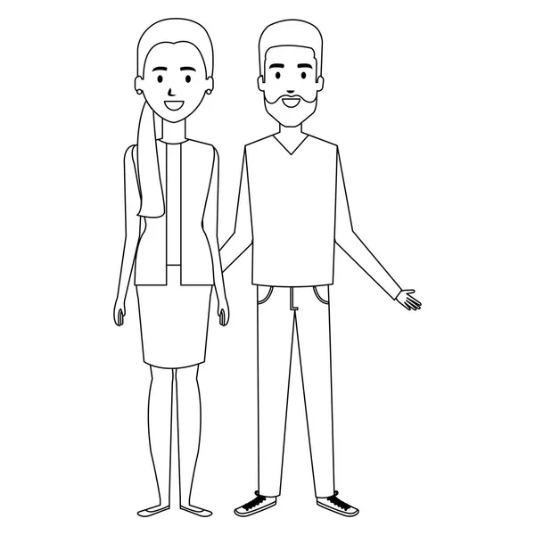 Jeune couple avatars personnages — Image vectorielle