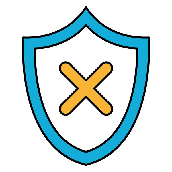 Escudo com ícone X — Vetor de Stock