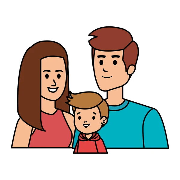Couple de parents avec fils personnages — Image vectorielle