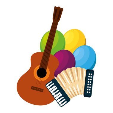 gitar ve balonlar helyum ile akordeon