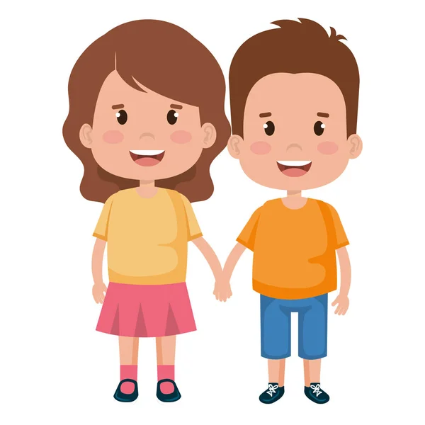 Happy little couple characters — Stock Vector
